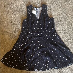 Navy and White flower  Patterned Women's Dress
